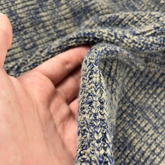 1980s XL crewneck sweater by Expressions, vintage blue & beige acrylic pullover - Picture 6 of 9